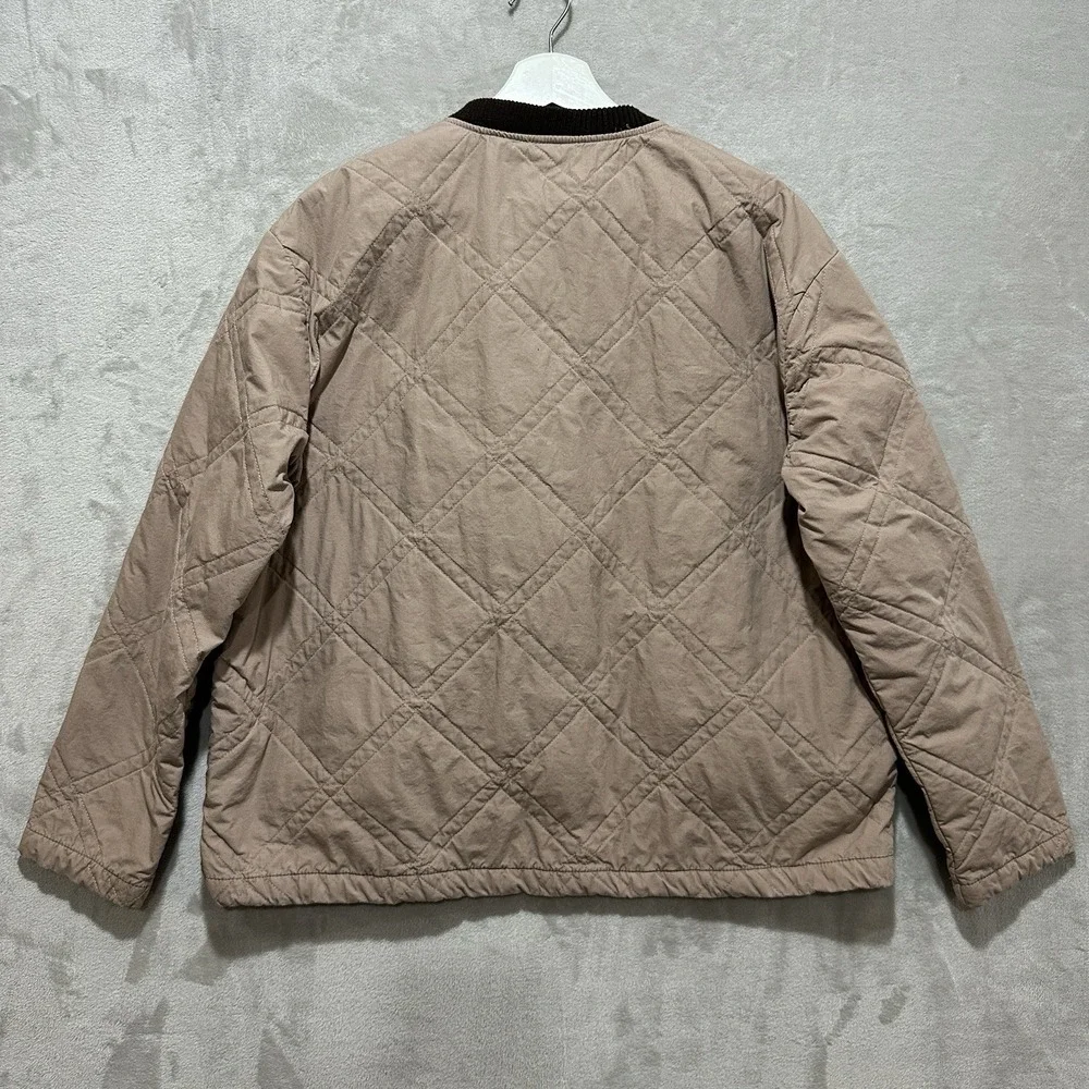 Free People Quilted Linear Bomber Jacket Blush Women's M Long Sleeve Ribbed Cuff